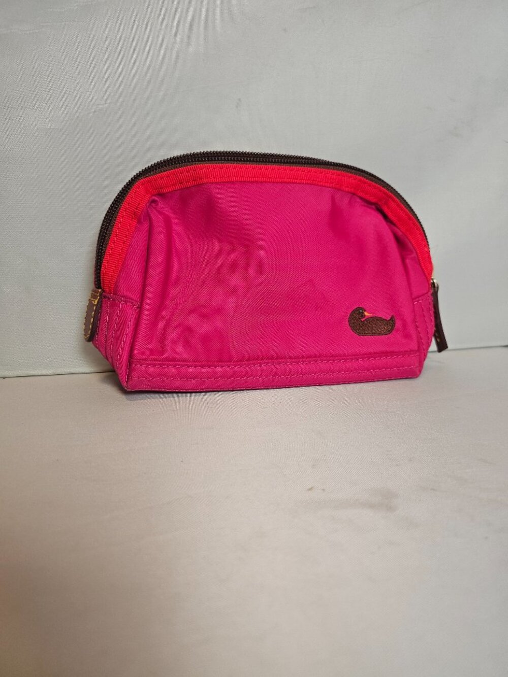 Dooney & Bourke Black Cosmetic Bag Pouch DB Logo Nylon Pink